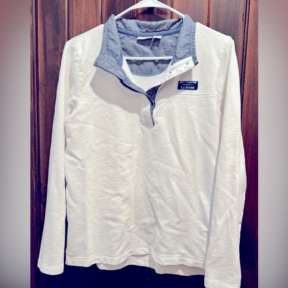 L.L. Bean White and Blue Pullover